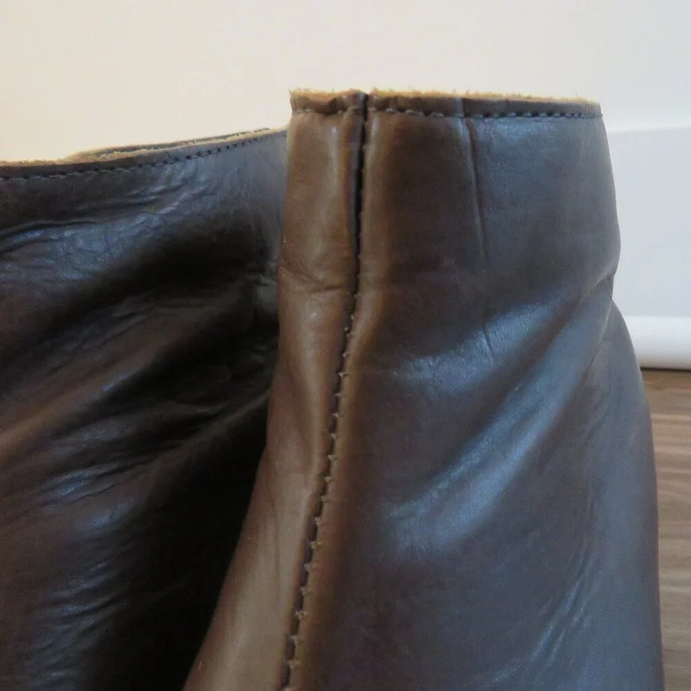 BOSABO Brown Leather Studded Clog Booties Boots Grandma Boho - Size US 6